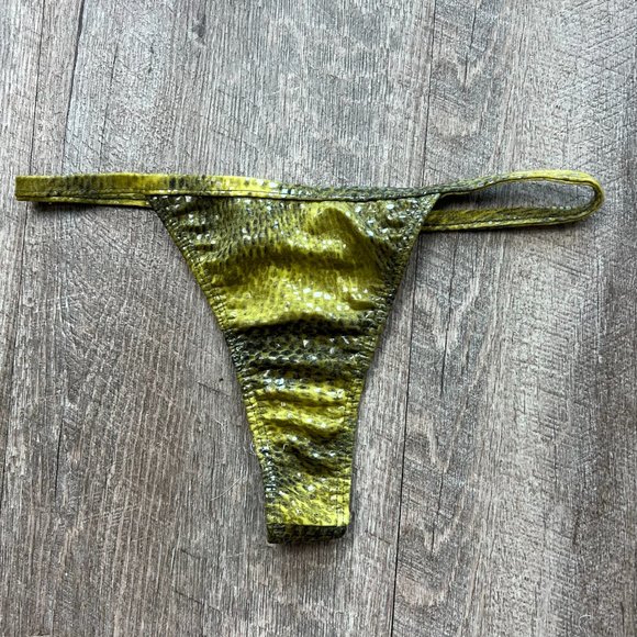 Sauvage Green Shiny Wrap Thong Bikini Set - Picture 2 of 15